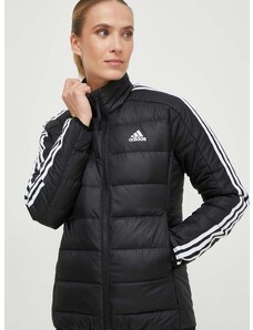 Péřová bunda adidas dámská, černá barva, přechodná