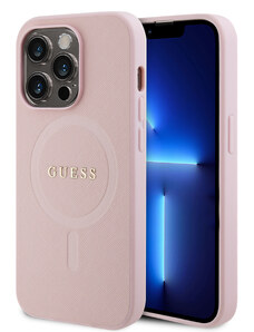 Ochranný kryt na iPhone 15 Pro - Guess, Saffiano MagSafe Pink