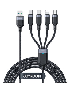 Joyroom USB kabel 4v1 USB A 2 x USB C / Lightning / Micro pro nabíjení a přenos dat 1.2 m Černá