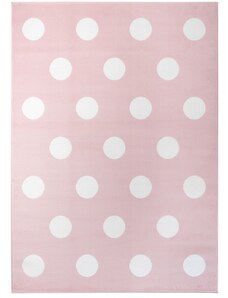 Chemex Dětský koberec bílé puntíky 300x200cm růžový