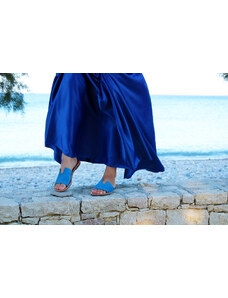 Maraki Kožené pantofle PAROS – modrá barva
