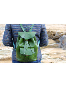 Maraki Kožený batoh TILOS 10l - zelený