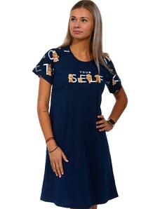 Naspani Tmavě modrá i hnědá noční košilka pro ženy YOUR SELF - plyšový medvídci 1C3357