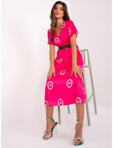 Saténové šaty s potiskem Italy Fashion růžové