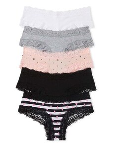 Victoria's Secret & PINK Victoria's Secret bavlněné brazilky s krajkou - balení 5 ks (dárkové balení)