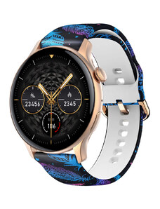 Chytré hodinky Madvell Talon s bluetooth voláním pudrová zlatá se silikonovým řemínkem Peříčka