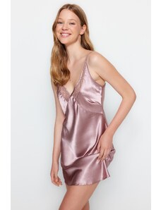 Trendyol Powder Silk Satin Nightgown With Lace Detail