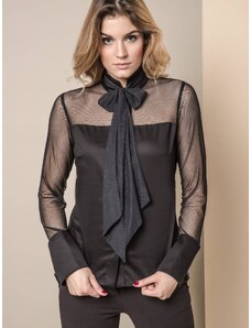 MISS CITY SHIRT WITH TULLE SLEEVES BLACK