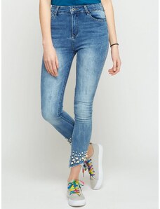 Jack Berry Jeans decorated with abrasions and pearls blue