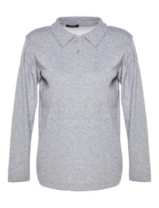 Trendyol Gray Melange Polo Neck Knitted Tunic