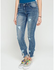 Jack Berry Jeans with tears and decorative zipper blue