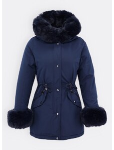 MODOVO Dámská zimní bunda s kožešinou tmavě modrá