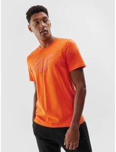 4F Pánské tričko regular s potiskem - oranžové