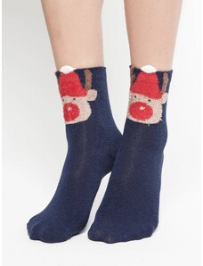 Yups Socks with teddy bear head application navy blue