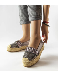 Nespecifikovaný Stříbrné embosované espadrilky Geoffrey YJ505 GUN COLOR