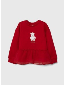Dětská bavlněná mikina Guess červená barva, s aplikací