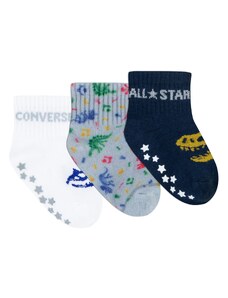 Converse dinos 3pk gripper socks WHITE