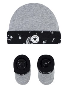 Converse dinos hat & bootie 2pc set GREY