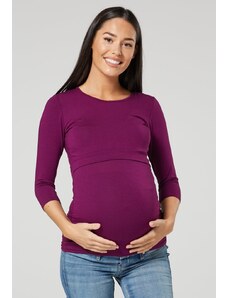 Těhotenské a kojící tričko 3v1 Happy Mama fialové