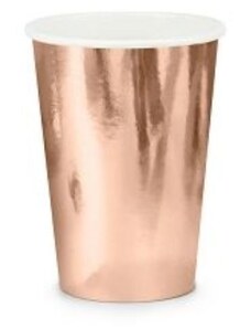 PARTYDECO Papírové kelímky, růžovo zlaté - rose gold, 220ml, 6 ks