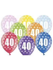 PARTYDECO Silné Balónky 30cm metalické mix - narozeniny - Birthday No.40