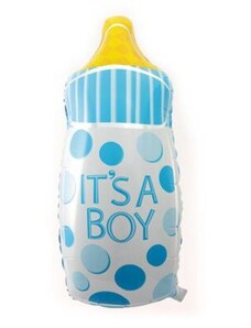 BALONČ Balón foliový dětská láhev kluk - chlapeček - Baby shower - 80 cm