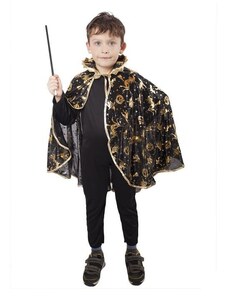 RAPPA Karnevalový kostým plášť čaroděj - kouzelník - zlatý dekor - dětský - Halloween
