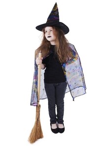 RAPPA Kostým čaroděj - čarodějnice s pláštěm + kloboukem / HALLOWEEN