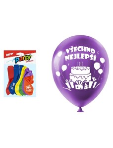 MFP Paper s.r.o. balónek nafukovací 12ks sáček standard 23cm Všechno nejlepší mix 8000128