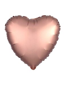 FLEXMETAL Balón foliový 45 cm Srdce růžovo zlaté - Rose gold - Valentýn / Svatba