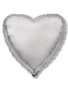 FLEXMETAL Balón foliový 45 cm Srdce stříbrné - Valentýn / Svatba
