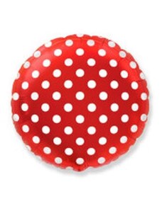 FLEXMETAL Balón foliový Kulatý červený s bílými puntíky 45 cm