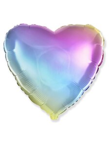 FLEXMETAL Balón foliový 45cm srdce DUHOVÝ - RAINBOW - Valentýn / Svatba