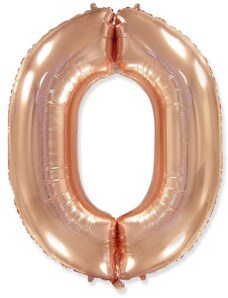 FLEXMETAL Balón foliový číslice RŮŽOVO ZLATÁ - ROSE GOLD 102 cm - 0