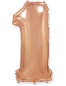 FLEXMETAL Balón foliový číslice RŮŽOVO ZLATÁ - ROSE GOLD 102 cm - 1