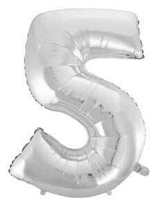 FLEXMETAL Balón foliový číslice STŘÍBRNÁ - SILVER 102 cm - 5