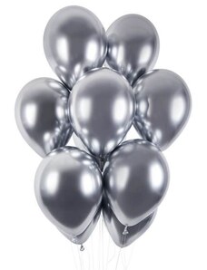SMART Balónky chromované 50 ks stříbrné lesklé - Silvestr - 33 cm