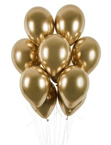 SMART Balónky chromované 50 ks zlaté lesklé - Silvestr - 33 cm