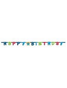 GODAN HAPPY BIRTHDAY - narozeniny - girlanda -180 cm MODRÁ