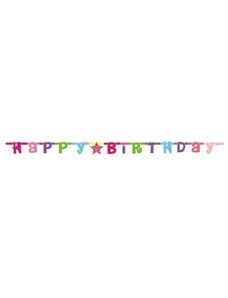 GODAN HAPPY BIRTHDAY - narozeniny - girlanda 180 cm RŮŽOVÁ