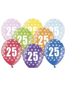 PARTYDECO Silné Balónky 30cm metalické mix - narozeniny - Birthday No.25