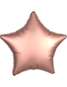 FLEXMETAL Balón foliový 45 cm Hvězda růžovo zlatá - Rose gold