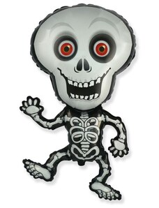 FLEXMETAL Balón foliový Skeleton - Kostra - kostlivec - 82 cm - Halloween - černo-šedý