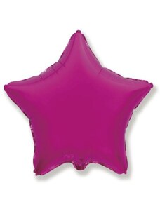FLEXMETAL Balón foliový 45 cm Hvězda metalická tmavě růžová (Fuchsie)