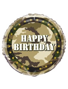 UNIQUE Fóliový balónek Happy Birthday - narozeniny - maskáč - ARMY - voják - 45 cm