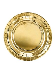 PARTYDECO Papírové talíře zlaté - 18cm - 6 ks