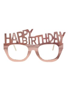 GODAN Papírové brýle Happy Birthday - narozeniny - rose gold - růžovozlaté 4 ks