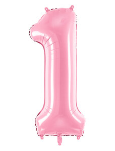 PARTYDECO Fóliové číslo 1 růžové, 86 cm Pink