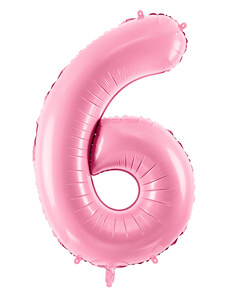 PARTYDECO Fóliové číslo 6 růžové, 86 cm Pink