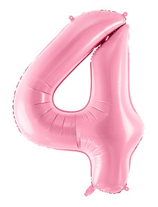 PARTYDECO Fóliové číslo 4 růžové, 86 cm Pink